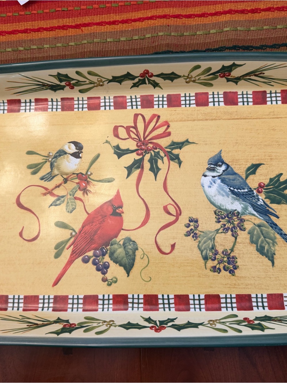 Lenox Winter Greetings Holiday Bird Decorative Serving Tray -